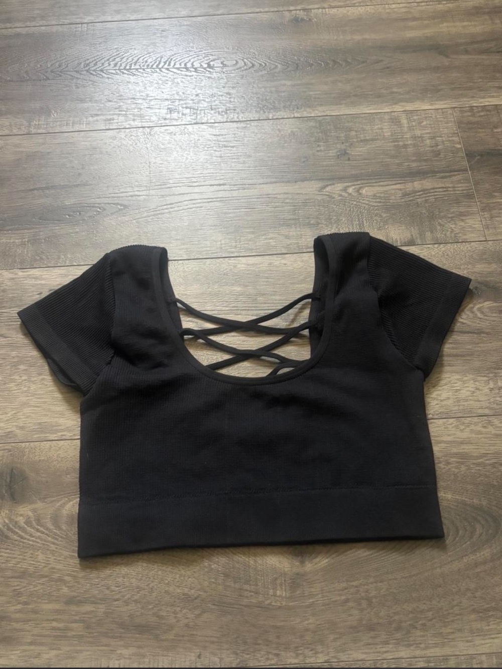 aerie Black Crisscross Back Crop Top